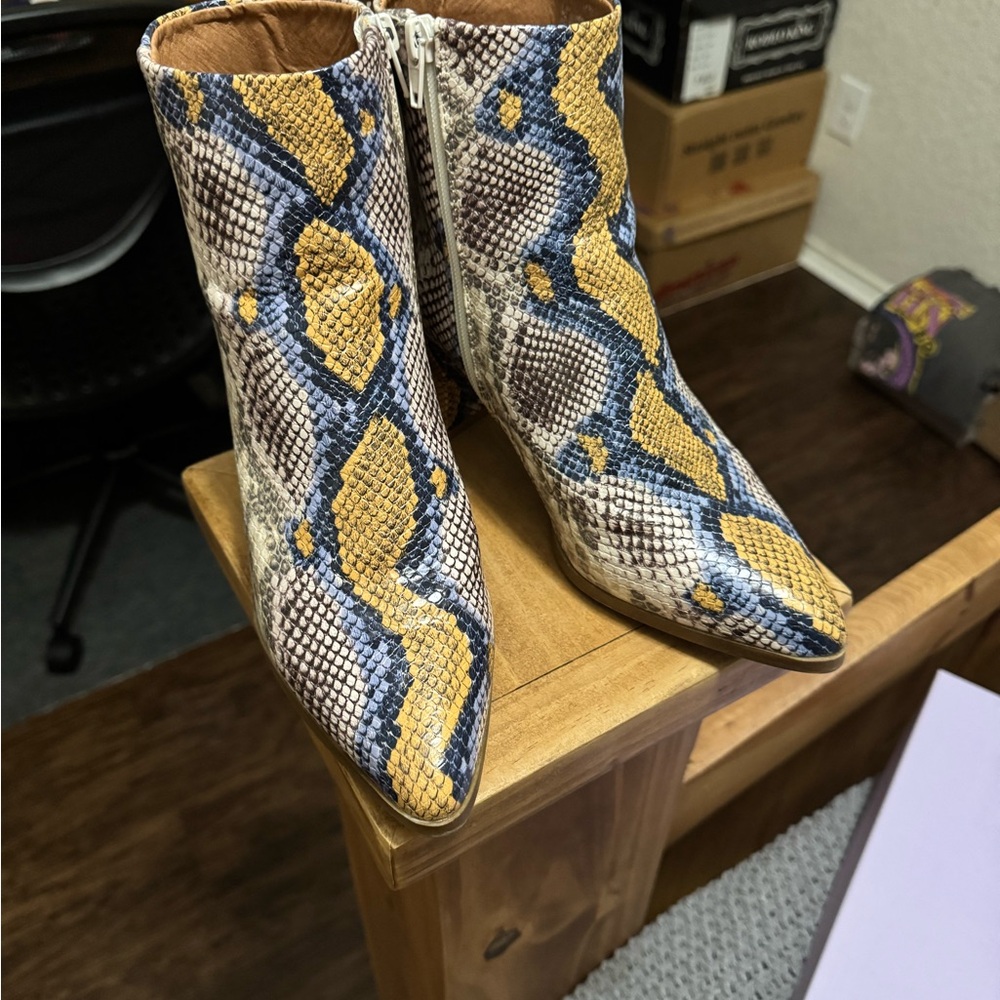 Madden Girl Multicolor Snakeskin Ankle Boots